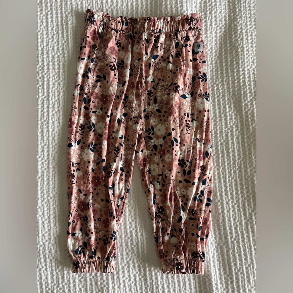 Polarn O Pyret: Pink Floral Patterned Pants: Size 9-12m